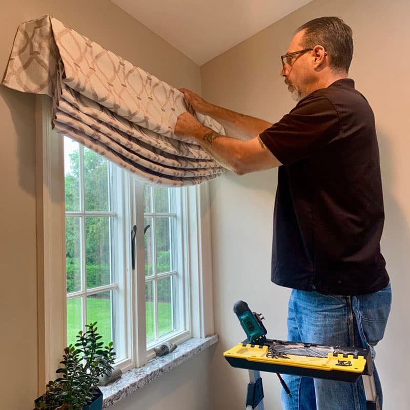 Bathroom window treatments by Homestead Window Treatments